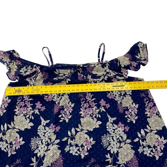 Torrid Blouse Womens 6X Blue Floral Top Cold Shoulder Flowy Fairy Bloomcore - Picture 9 of 11